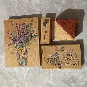 Floral and Ice Cream Rubber Stamp Set